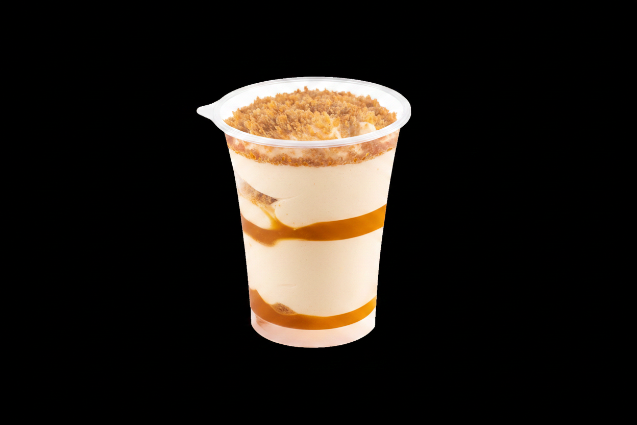 Tiramisu Caramel Spéculoos en pot sur fond noir