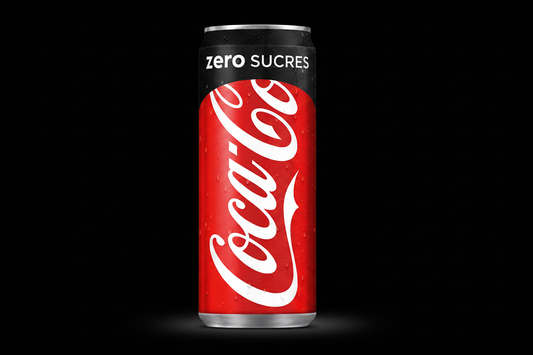 Canette Coca-Cola Zero Sucres 33cl sur fond noir