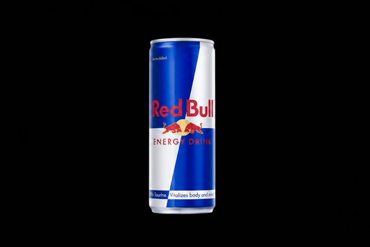 Canette Red Bull Energy Drink sur fond noir