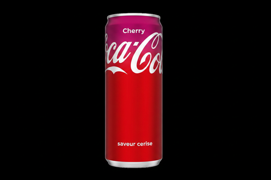 Canette Coca-Cola Cherry 33cl sur fond noir
