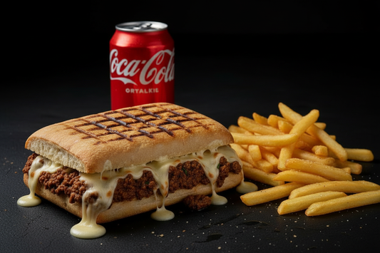 Menu panini bolognaise avec frites et canette de Coca
